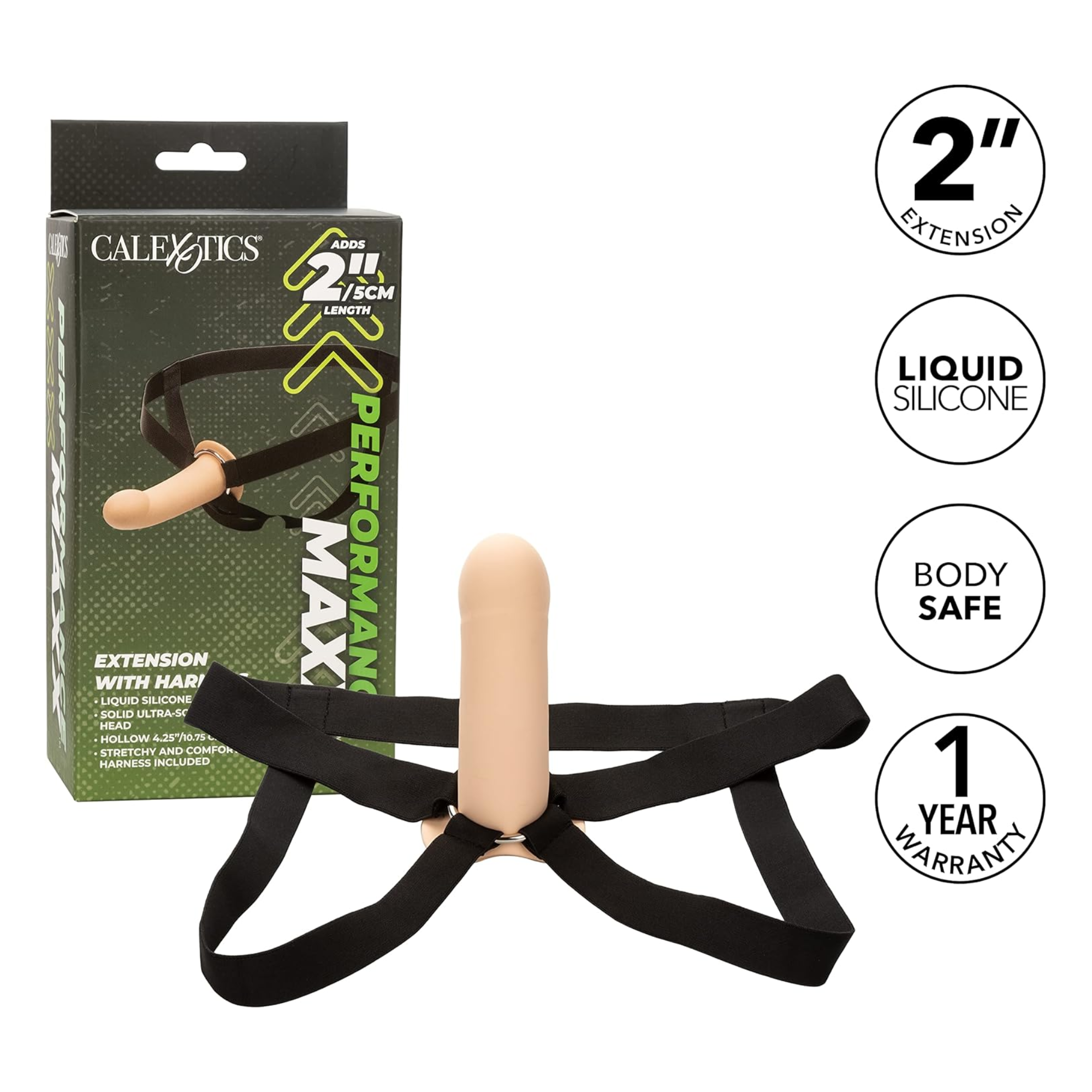 Performance Maxx Smooth Extension with Harness - Manage E.D. with 2 Extra Inches at the Tip!