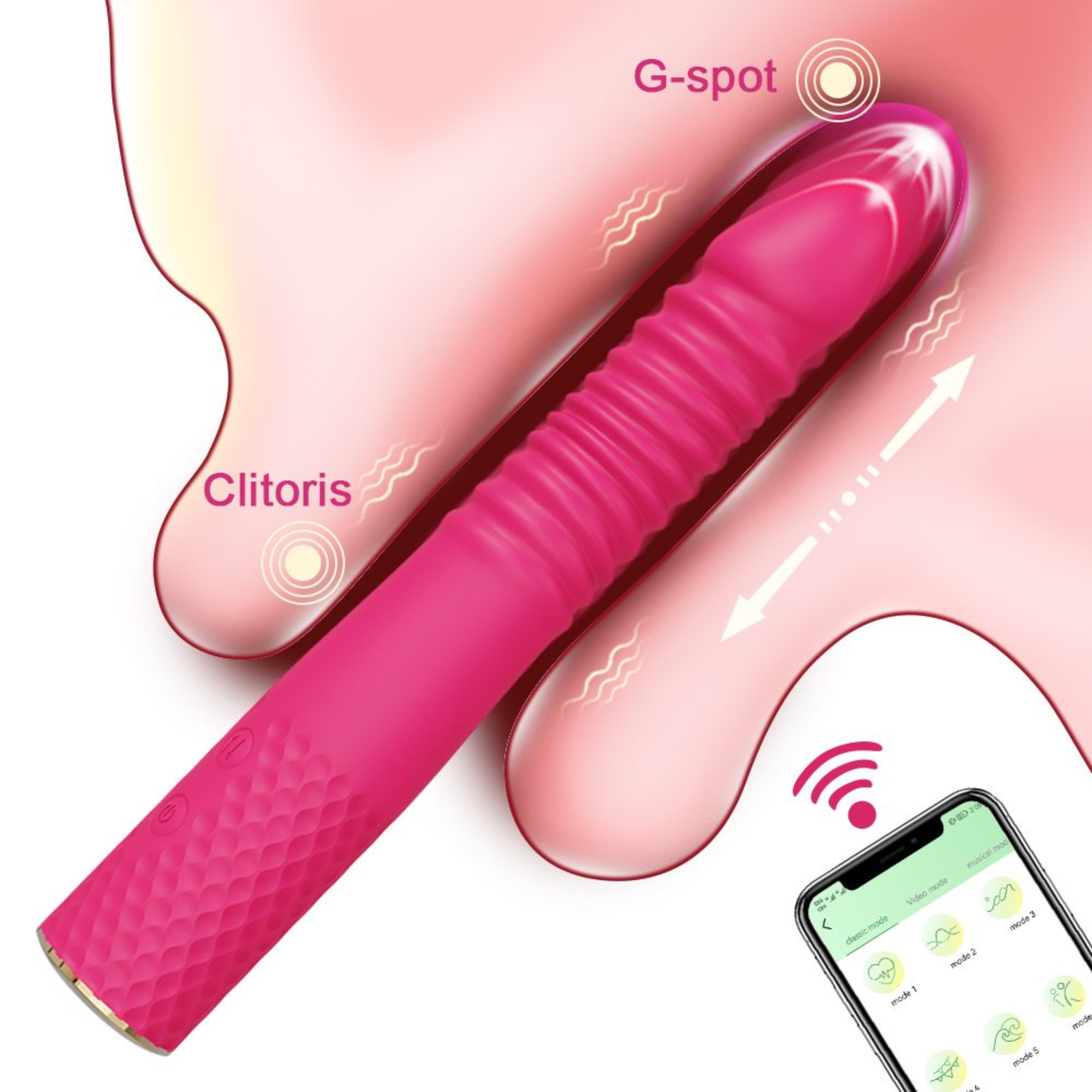 Thrusting and Vibrating Suction Cup Dildo - Easy, Deep, Hands-free O's!