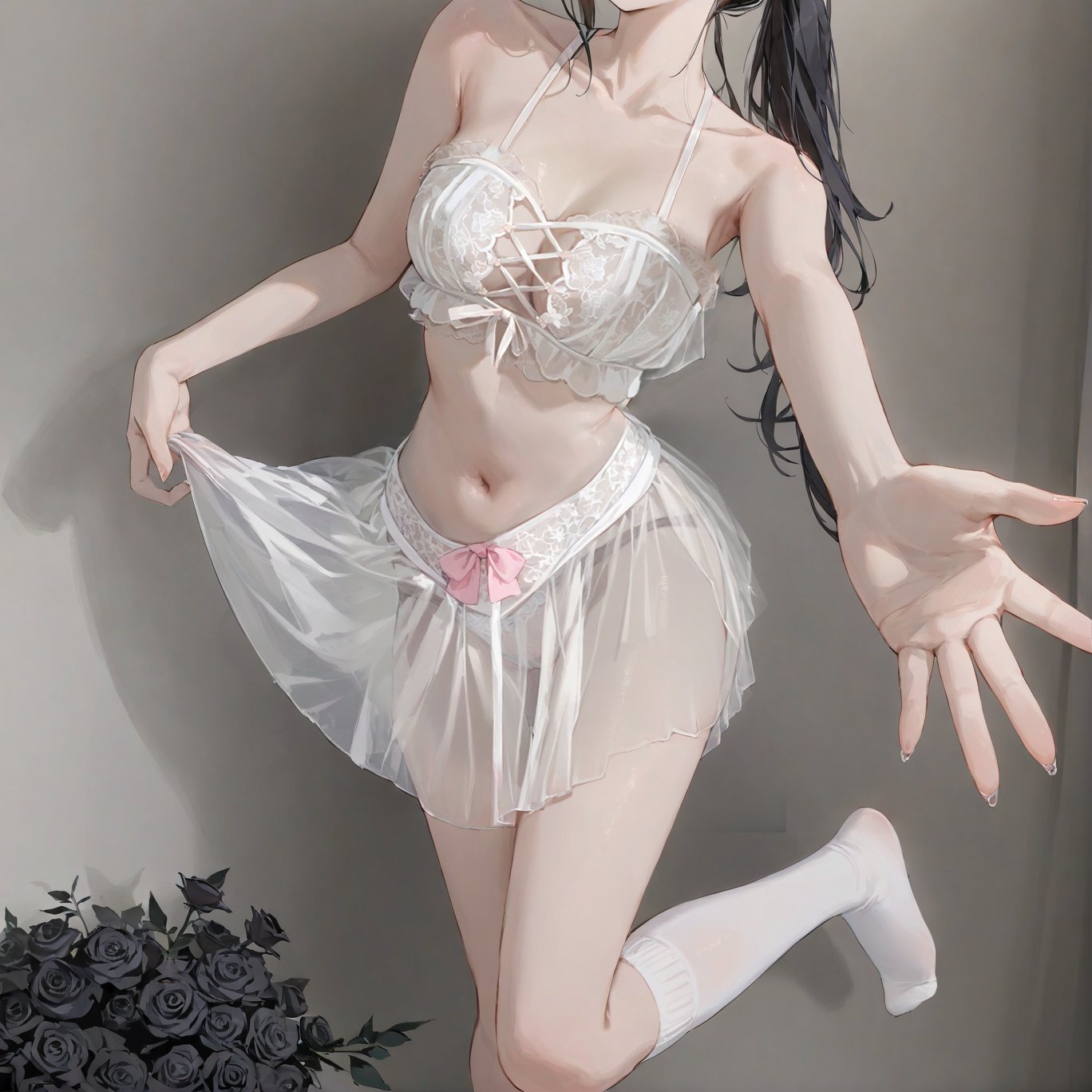 Lace mesh bellyband set