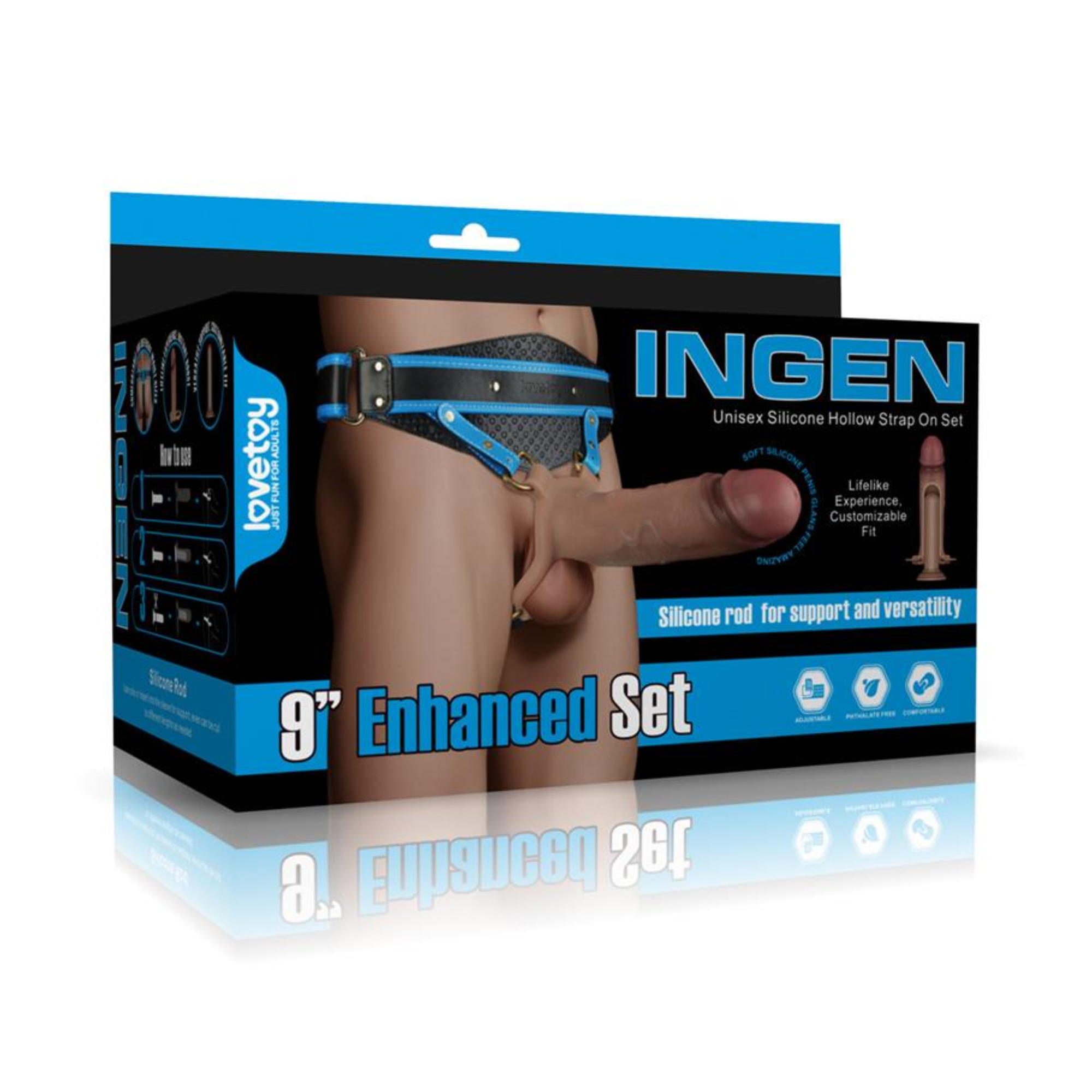 INGEN 9" Enhanced Hollow Strap-On Set