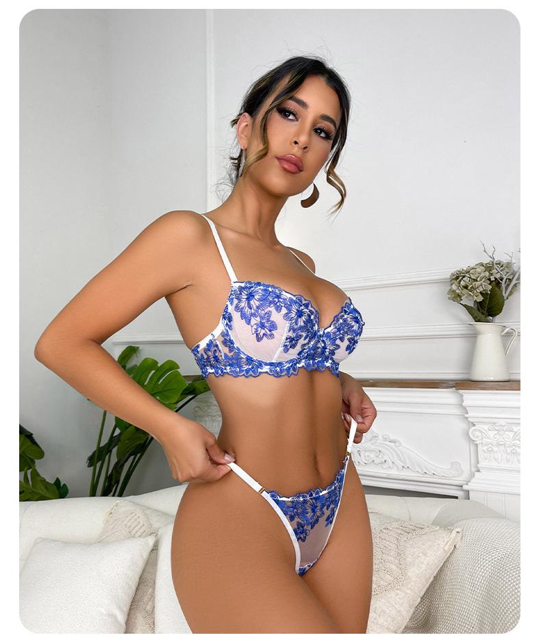 Romantic Blue Blossom Lingerie Set for Everyday Seduction
