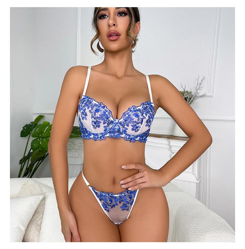 Romantic Blue Blossom Lingerie Set for Everyday Seduction