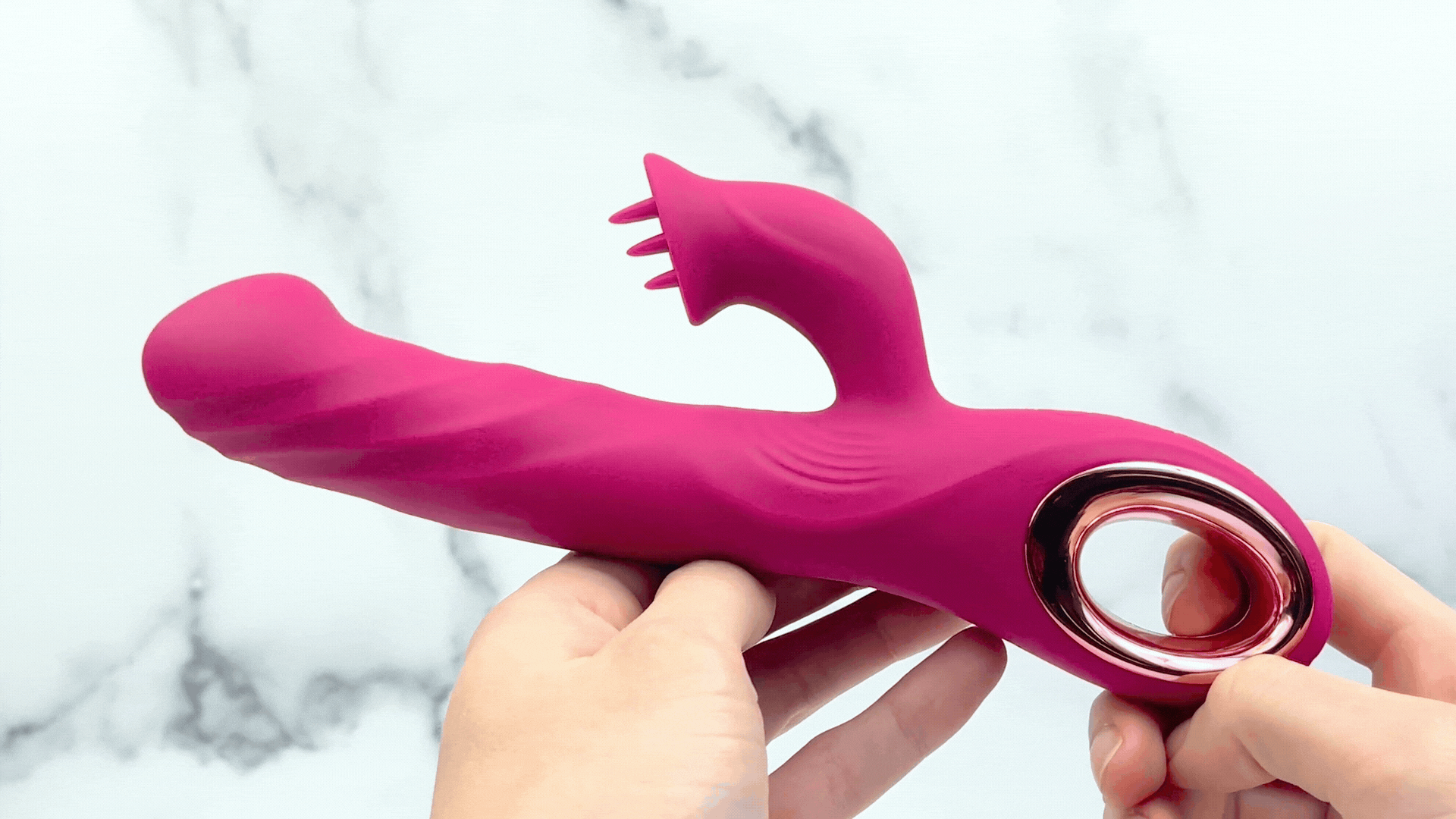 Revel Rabbit Silicone Fluttering and Fingering Dual Action Vibe - Fingers Your G-Spot and Tongues Your Clit!