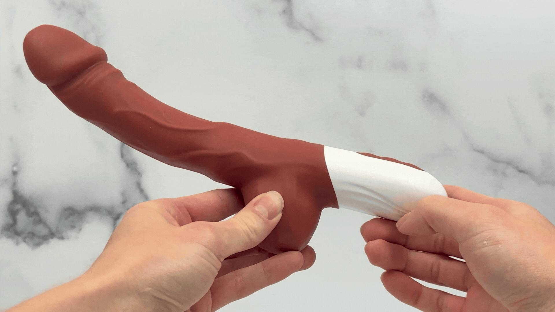 Cocoa Bliss - Curved Silicone Thrusting & Vibrating Dildo