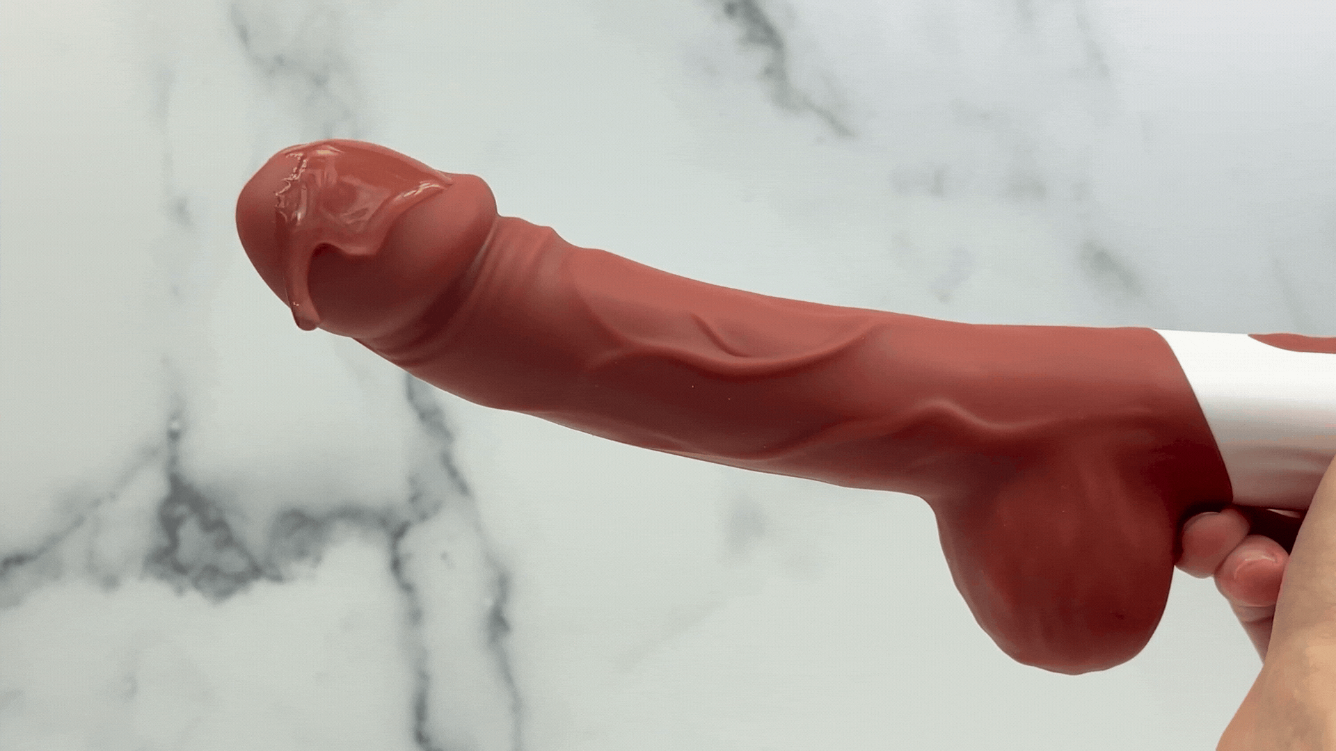 Cocoa Bliss - Curved Silicone Thrusting & Vibrating Dildo