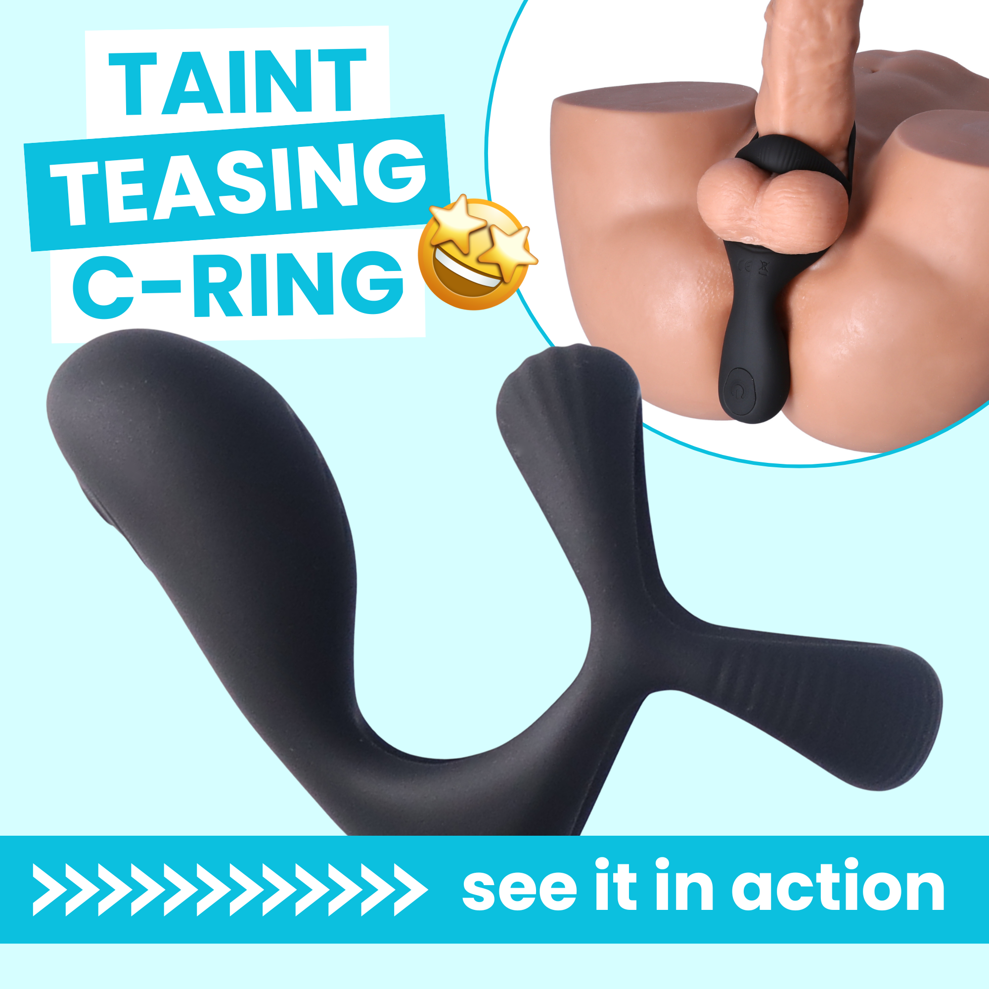 Double Cock Ring with Taint & Clit Stimulator - Strengthens Your O's!