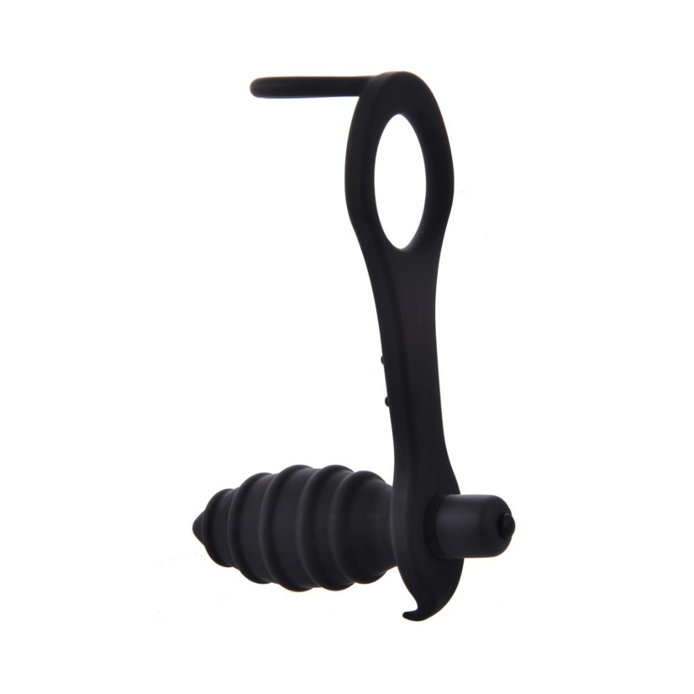Rippled Vibrating Anal Plug with Cock Ring