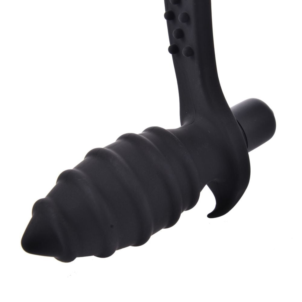 Rippled Vibrating Anal Plug with Cock Ring
