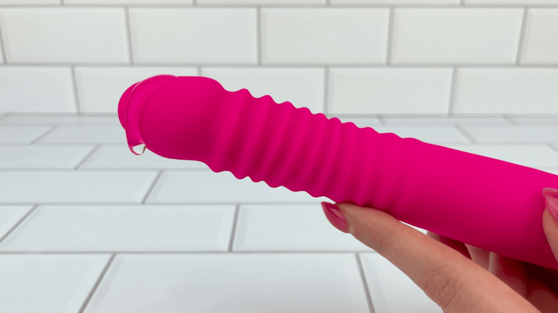 Thrusting and Vibrating Suction Cup Dildo - Easy, Deep, Hands-free O's!
