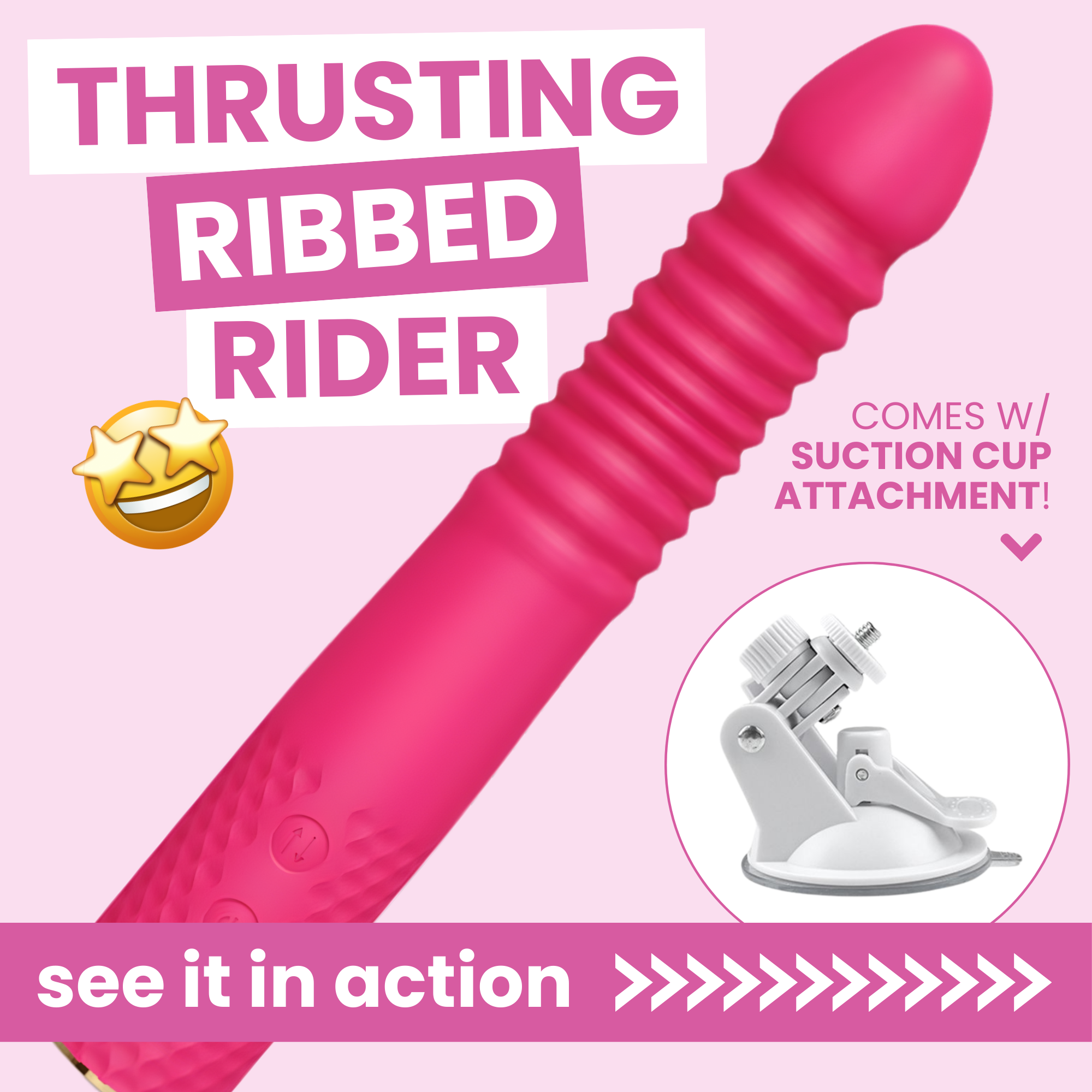 Thrusting and Vibrating Suction Cup Dildo - Easy, Deep, Hands-free O's!