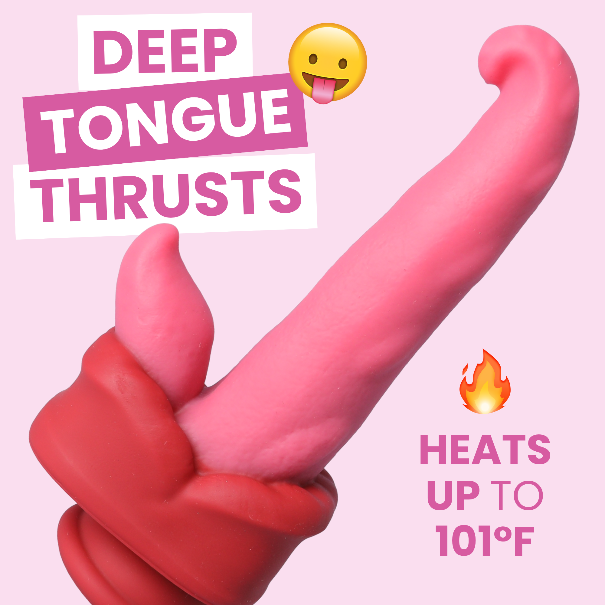 Warming Silicone Thrusting & Rotating Suction Cup Tongue with Remote - Deep, Hands-Free Penetration and Wild Oral!