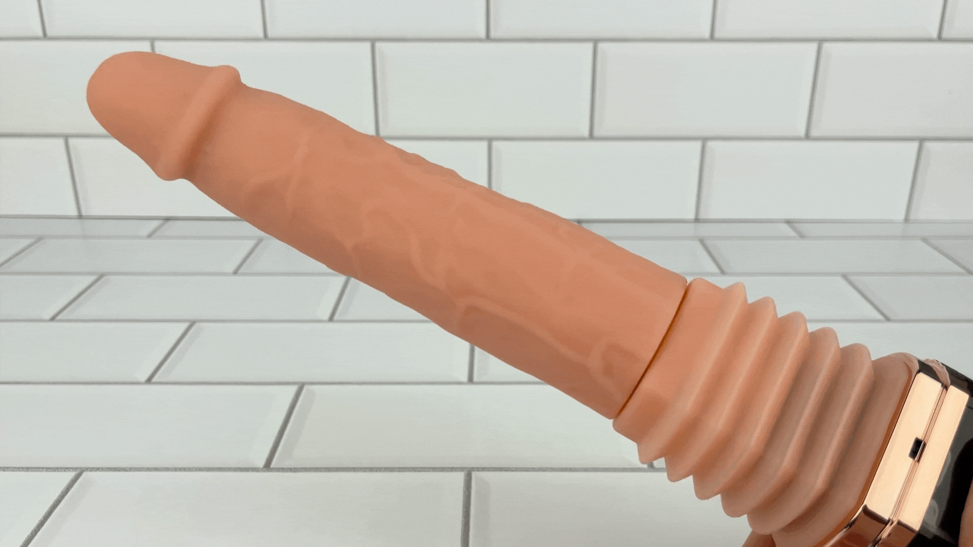 Hands-Free Thrusting & Vibrating Silicone Dildo - Includes Suction Cup Compatible Attachment!