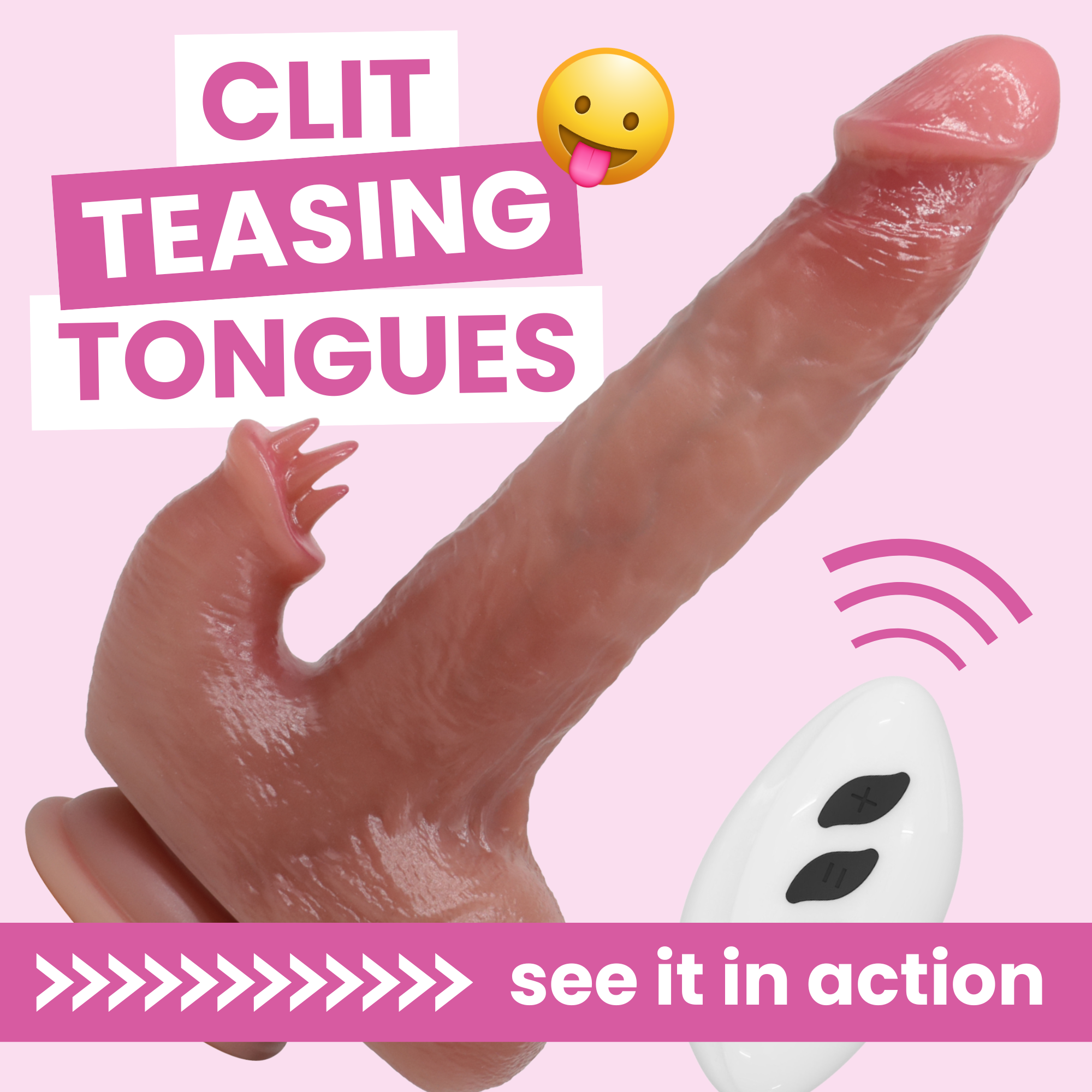 The Hands-Free Heaven - Heated Thrusting & Vibrating Dildo with Clit Licker
