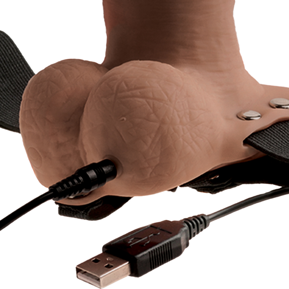 Rechargeable Vibrating Hollow Strap-On With Balls