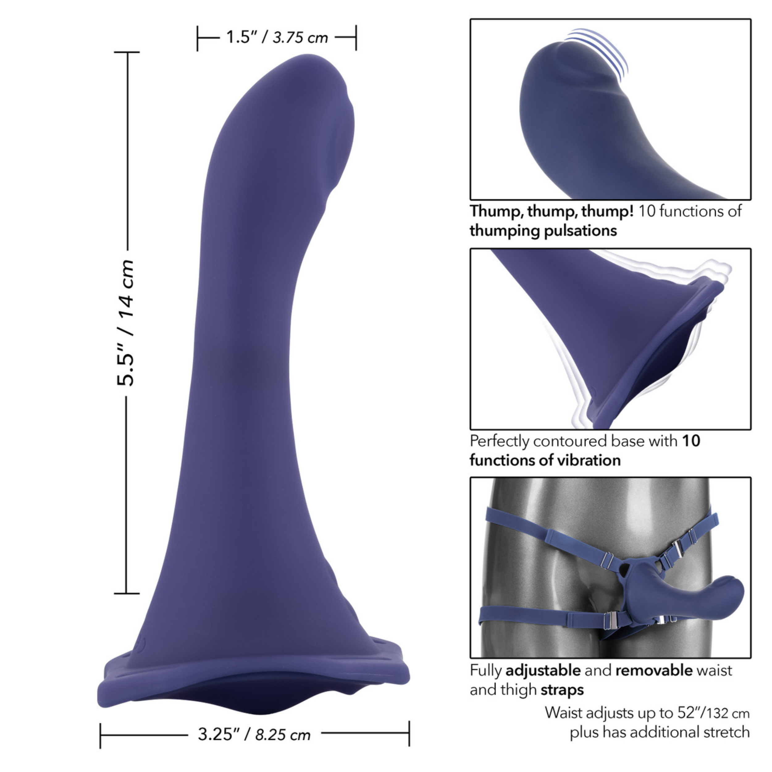 Her Royal Harness ME2 Thumper Strap-On with Silicone Rechargeable Dildo - Blue