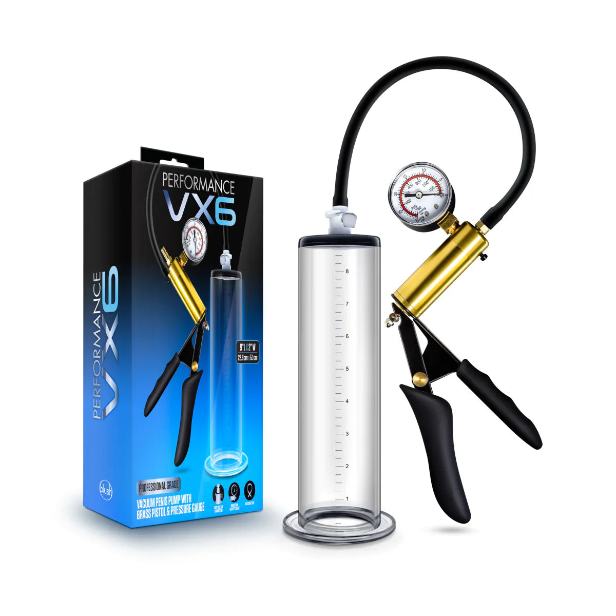 Performance VX6 Vacuum Penis Pump with Brass Pistol & Pressure Gauge